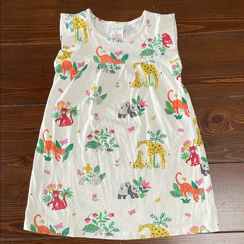Mini Boden White Animal Print Dress